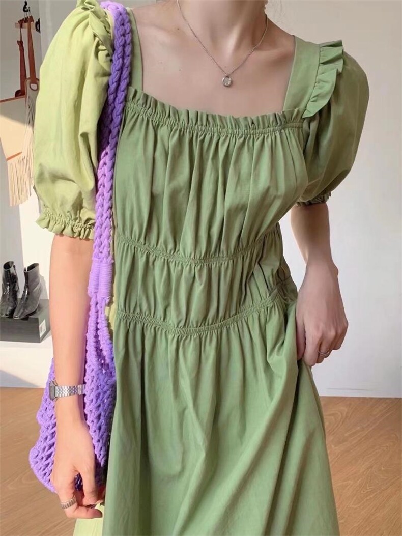 【现货】橡筋收褶连衣裙，女装连衣裙，里奈(5F)