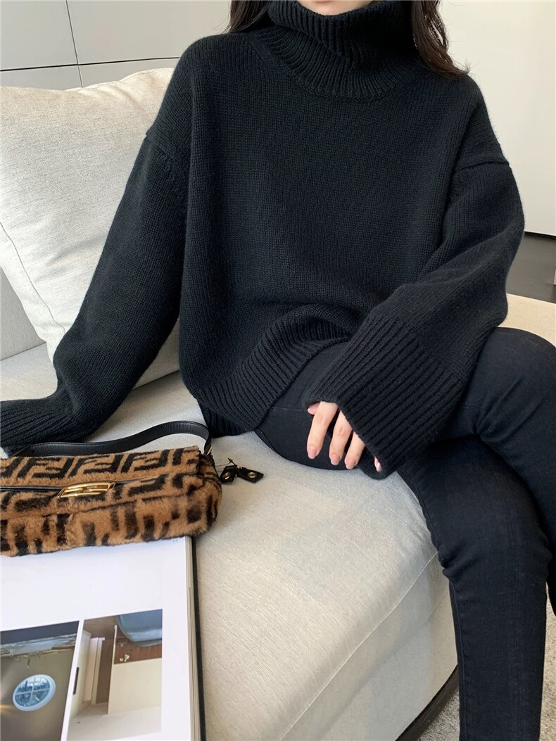 羊毛打底衫女秋冬内搭半高领套头保暖长袖羊毛针织毛衣,女装羊毛衫,恩泰羊绒
