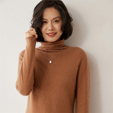 时尚百搭秋冬新款高领简约气质修身显瘦长袖毛衣，女装羊毛衫，米琪莲羊绒