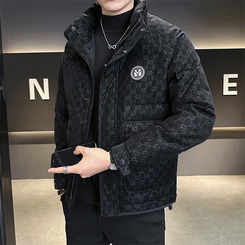 贴标花纹立领皮羽绒服男休闲保暖上衣外套A329-YR9873-P185,男装羽绒服,电商A329