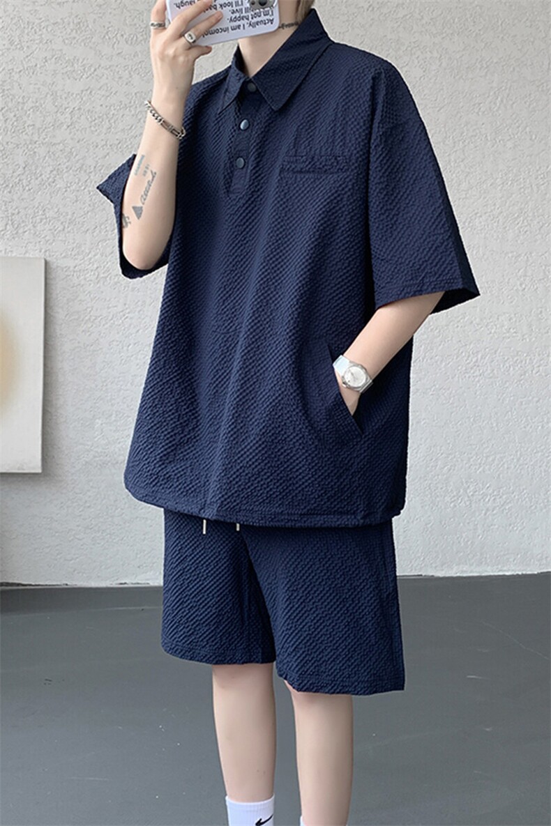 8XL-M日系工装短袖衬衫男夏季POLO衫t恤休闲运动套装TZ38004特P55,男装Polo衫,电商B312
