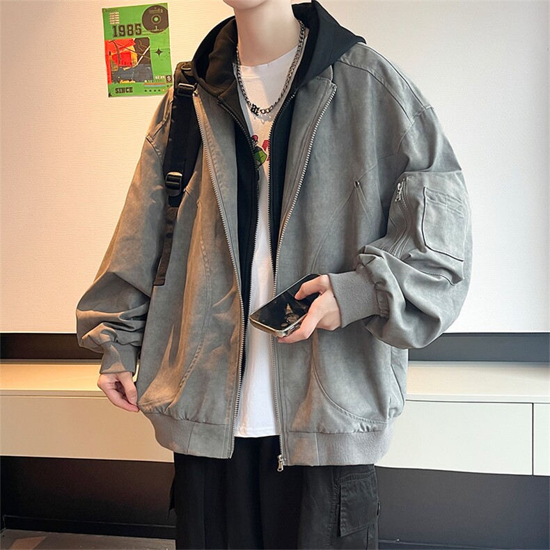 春季假两件青少年百搭夹克情侣春装外套XZ102B-1-JK2533P90图片