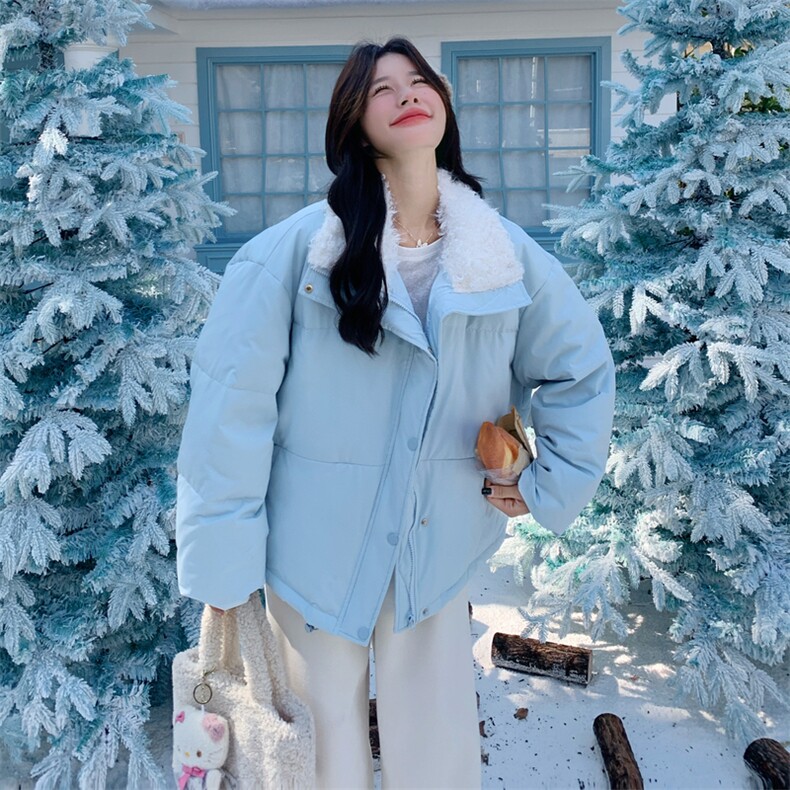 奶蓝色超好看羽绒服女2025年冬季新款韩系小个子加厚90白鸭绒外套,女装羽绒服,2B222