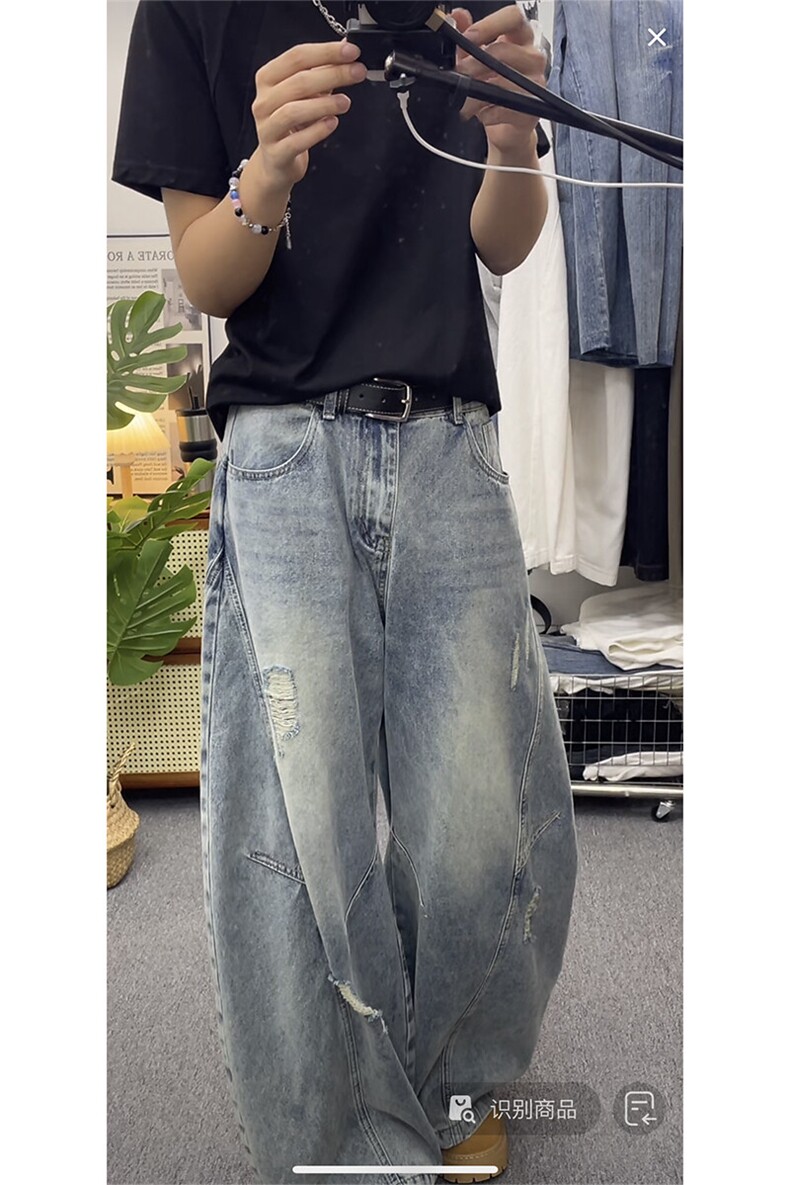 宽松阔腿裤男牛仔裤长裤A20-P50,男装牛仔裤,电商D312-1