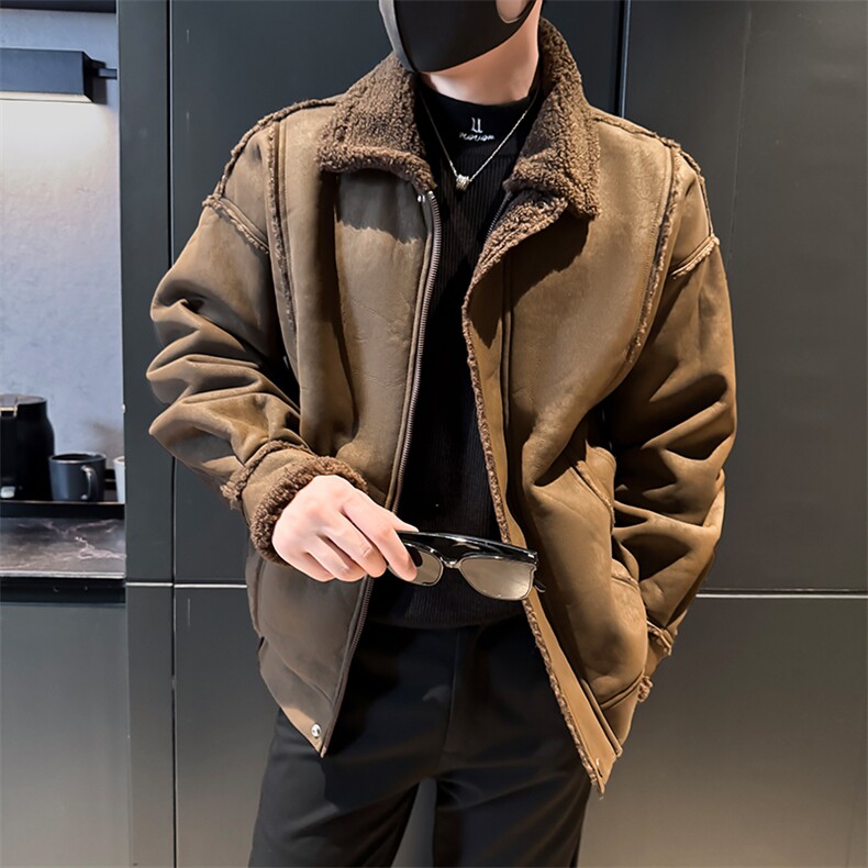 皮毛一体冬季棉袄男社会小伙版型工装棉衣外套袄子5213-P148控188,男装棉衣,电商D327
