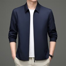 2023春秋季新款男士翻领夹克中年休闲外套商务爸爸装上衣服，男装夹克，电商B212（原钱塘6029）