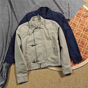 JK727-尺码M-3XL-P90-现货！解构拼接飞机扣夹克复古做旧短款外套图片