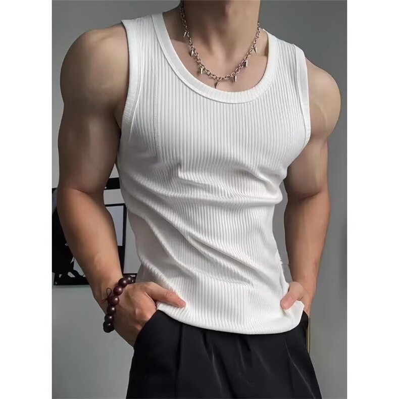 潮流美式重磅竖条纹背心坎肩潮男夏季新款百搭慵懒无品牌BXT58图片