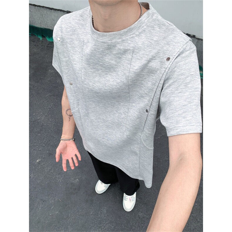 【现货自制】凉感纯色短袖T恤男夏季半拉链立领polo衫T06024P40，男装Polo衫，星座1004（原星座815-3）