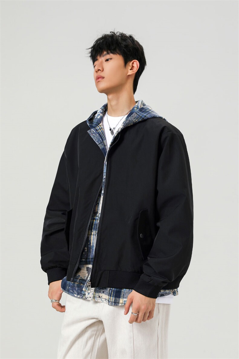 可二开假两件格子拼接大码M-5XL夹克100%聚酯纤维JK78094P75控118,男装夹克,星座226-1