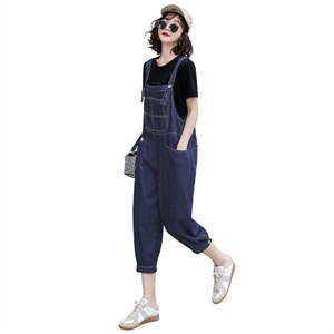 短袖牛仔背带裤套装女2023夏季新款女装韩版时尚休闲两件套套裤潮图片