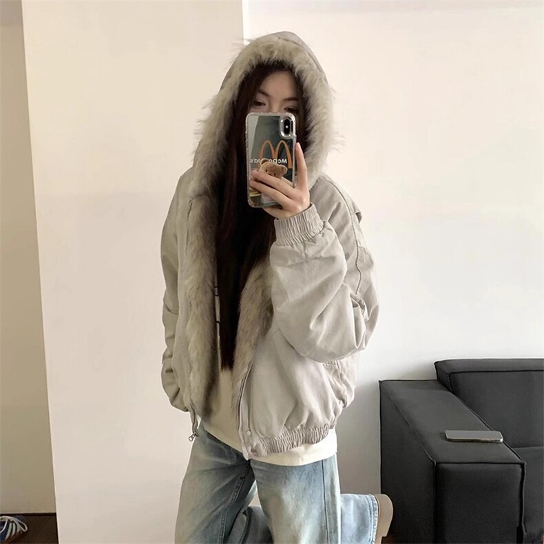 现货高品质美式高街冬季重磅硬挺短款座山雕毛领棉衣男女加厚外套,男装棉衣,电商A486-1