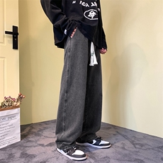 牛仔裤男直筒宽松潮牌ins春秋休闲裤oversize浅色简约百搭阔腿裤，男装牛仔裤，电商B342