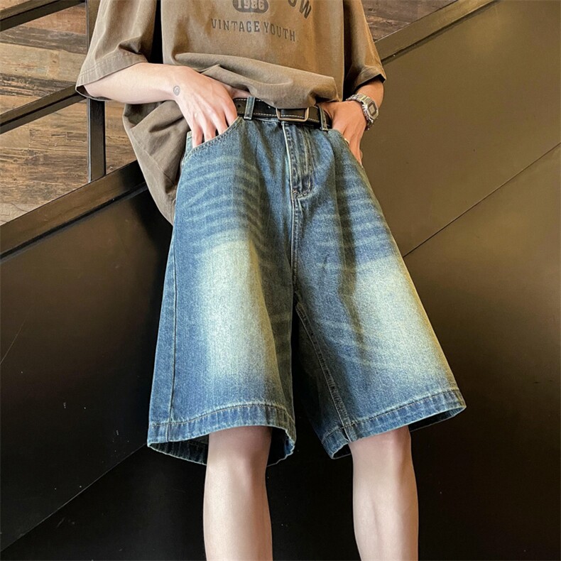 夏款男牛仔短裤渐变色直筒宽松刀割短裤五分裤D972P38,男装牛仔裤,星座1013-1