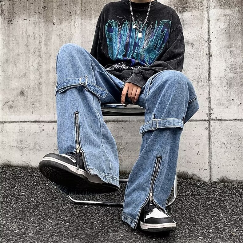 DESSO美式工装牛仔裤男春夏季直筒裤子vibe宽松阔腿长裤A122/P58,男装牛仔裤,星座506