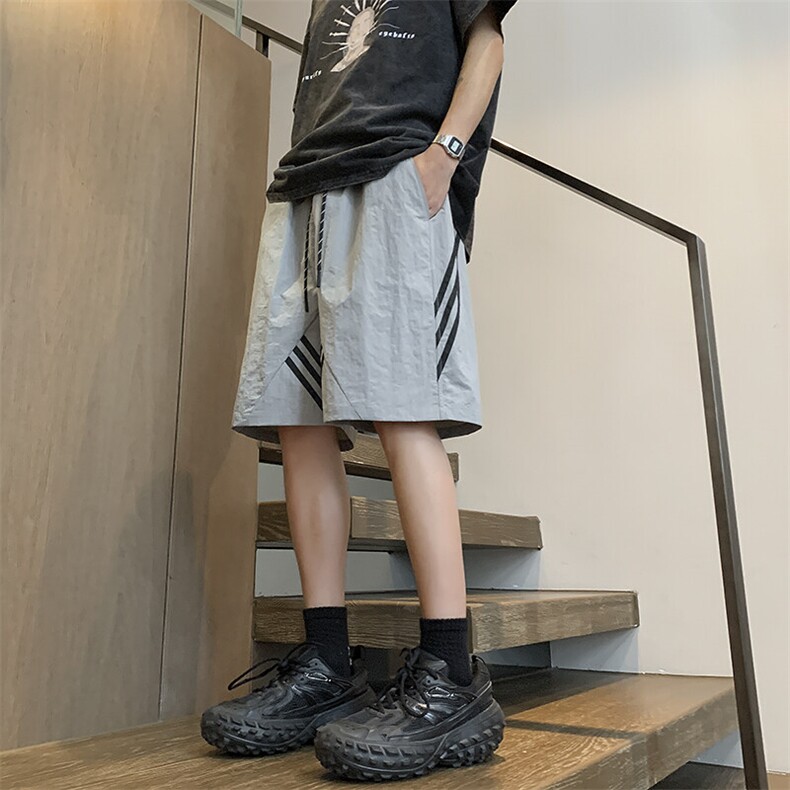 春夏新款速干皱感织带拼接短裤宽松 M~4XL XZ604-DK211-特P25控48图片