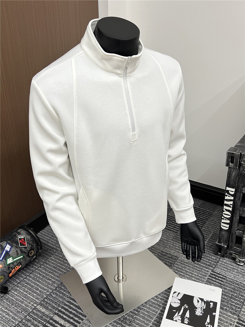 假模立领半拉链卫衣男秋季2025新款宽松长袖男A436-5101-P55,男装卫衣,电商A436