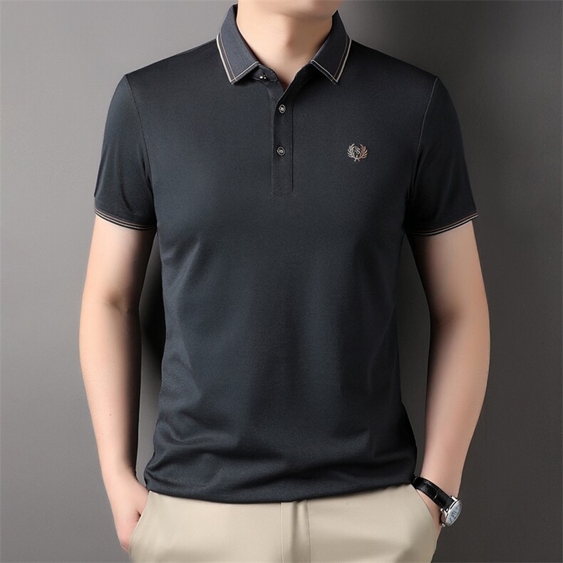 D33772钱塘2020-2夏季新款中青年男士翻领休闲百搭时尚T恤上衣P51图片
