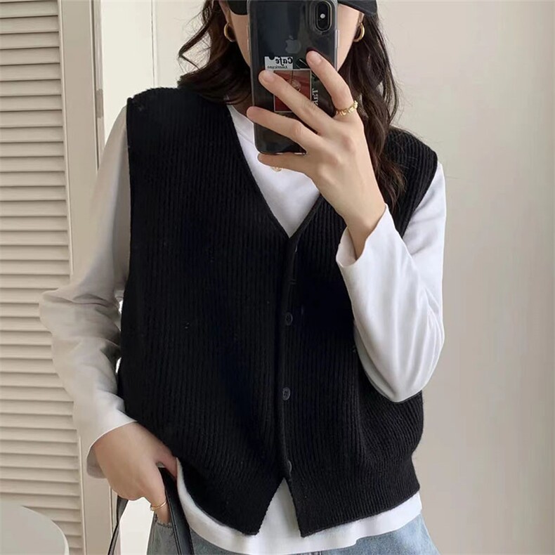 秋季开衫女士毛衣针织马甲女款2024新款时尚背心马夹衬衫叠穿外穿,女装马甲,萱芳婷羊绒