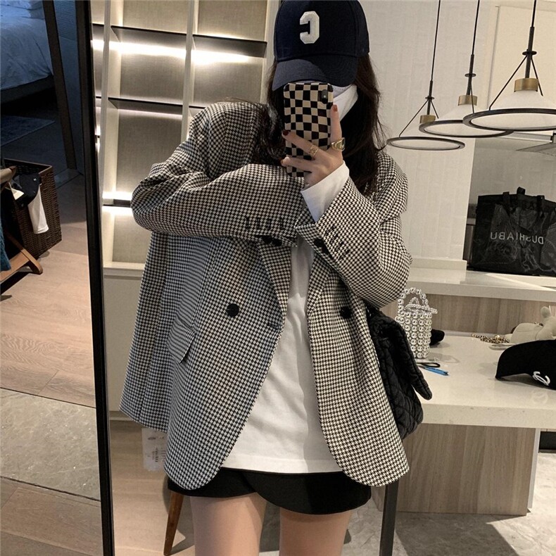 千鸟格西装，女装西装，XTZ style