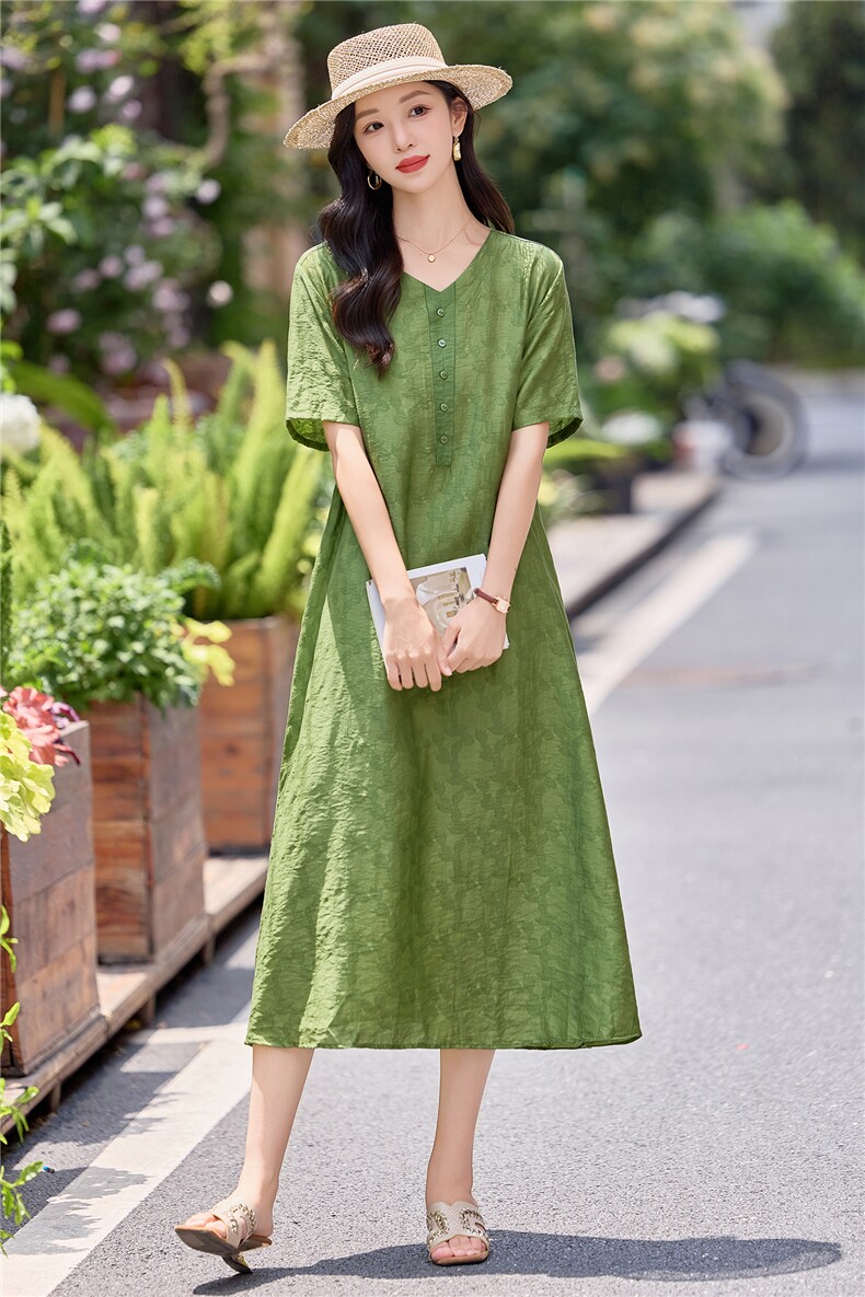 【2026夏季女装新款】时尚舒适宽松度假风中长款连衣裙,女装连衣裙,魅衣本色
