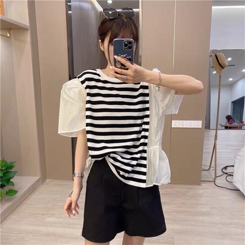 拼接条纹上衣，其它，依多坊