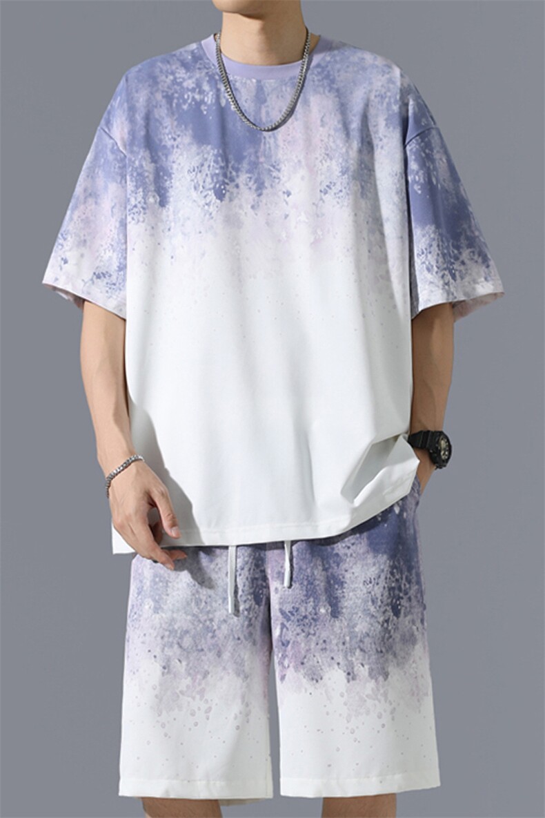 2025夏季新款港风无影墙大码冰丝短袖套装M-5XHQ25586-P60,男装T恤,电商A022
