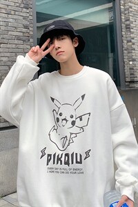 S6078-P35 春季圆领卫衣男大码韩版宽松长袖外套男图片