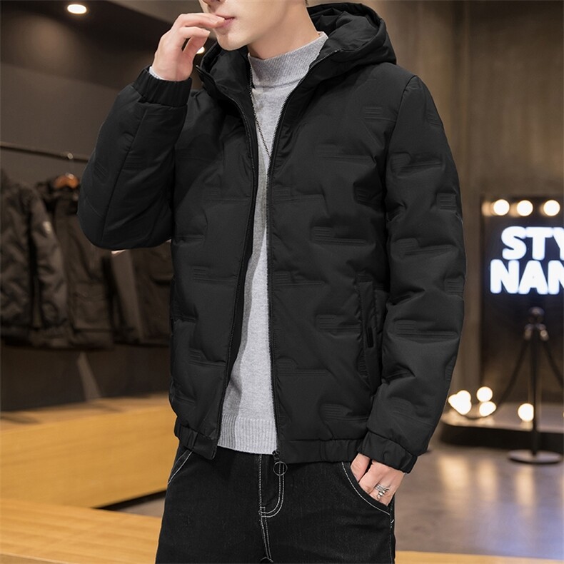现货足主推短款连帽压花轻薄学生夹克羽绒服面包服班服团体服图片