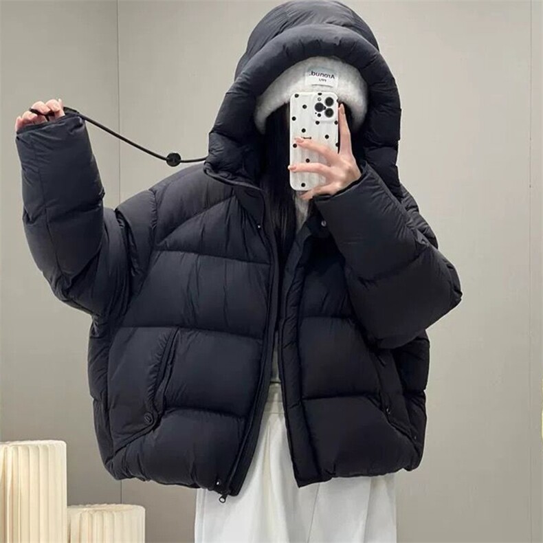 韩版连帽加厚白鸭绒羽绒服女短款2026新款泡芙感减龄保暖外套女,女装羽绒服,蓝诗依工厂店