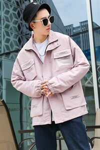 709-JK58-P90 20秋装新款 情侣立领夹克宽松印花工装外套男潮图片