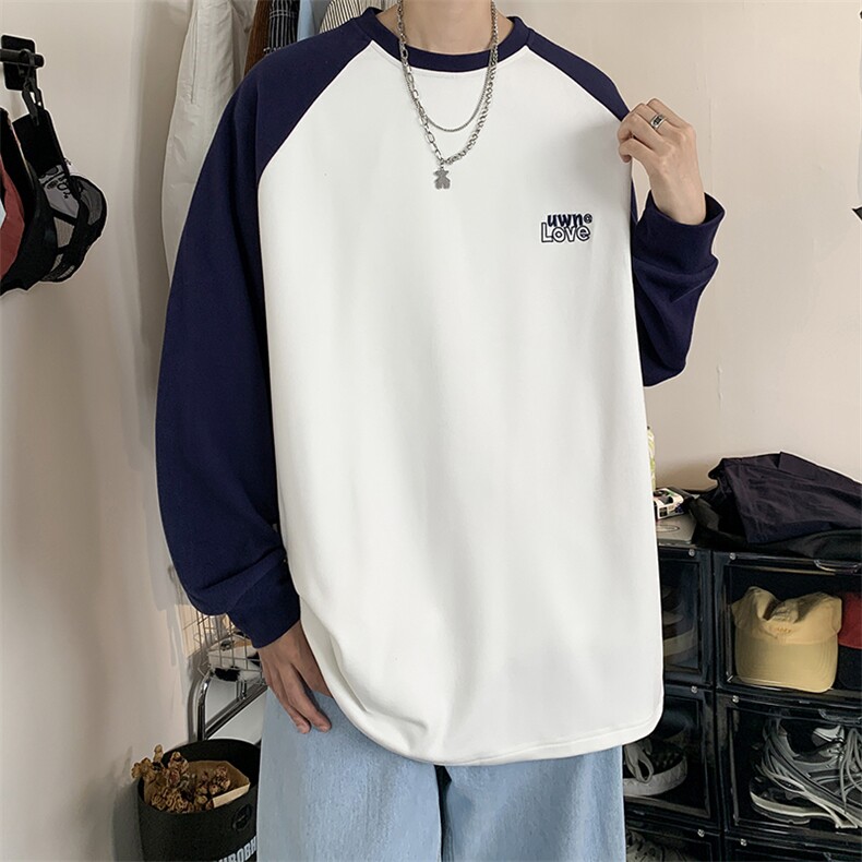 德绒刺绣DC5287-TP30控价48冬季男女圆领撞色卫衣美式潮牌打底衫,男装卫衣,电商A102-1