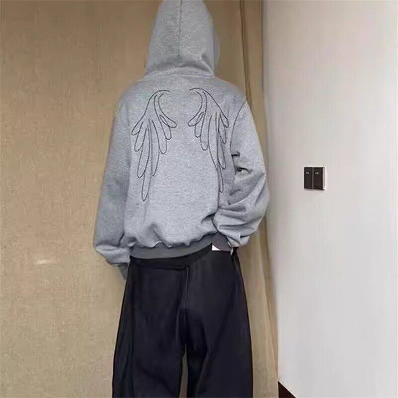 春季新品简约风拉链韩版宽松纯色休闲开衫连帽卫衣女外套叠穿帽衫,女装短外套,星座506A