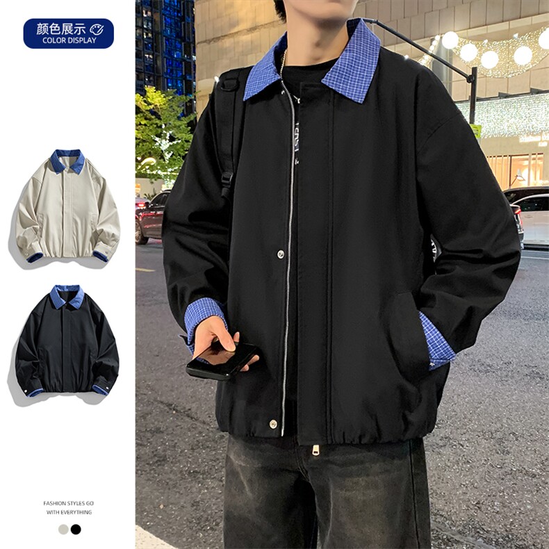 美式格子拼接cleanfit外套男设计感小众高级夹克JK265-P70,男装夹克,星座308B-2