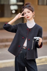 羊毛双面毛呢外套小个子短款女2025年冬季新款洋气百搭羊毛大衣，女装毛呢外套，韩宇舍