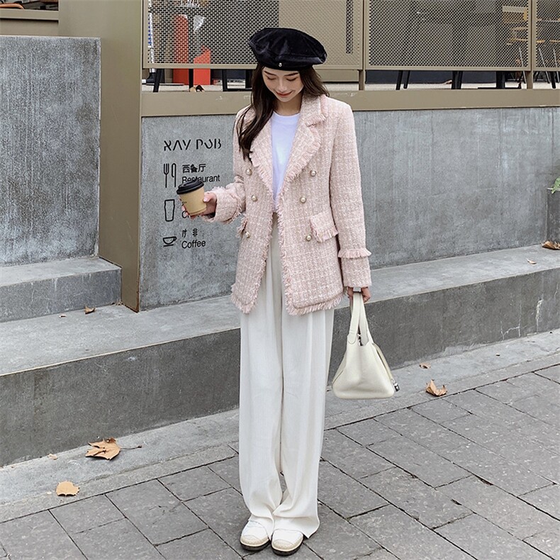 蓝色小香风西装外套女2025春秋新款小个子气质高级感炸街休闲西服,女装短外套,2C088