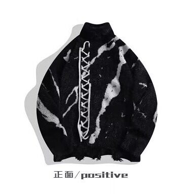 网现货抽绳系带高领针织衫提花设计感bf破洞长袖毛衣B51-P60,男装针织衫/毛衣,星座910-1