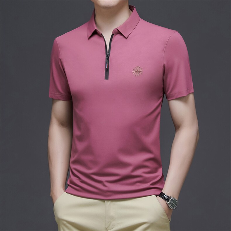 短袖T恤男士上衣服翻领百搭POLO大众商务半袖休闲服潮流纯色保罗,男装T恤,电商B212（原钱塘6029）