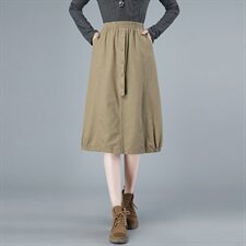 2021秋冬新品纯棉半身裙松紧腰305款，女装半身裙，秋牧寒烟