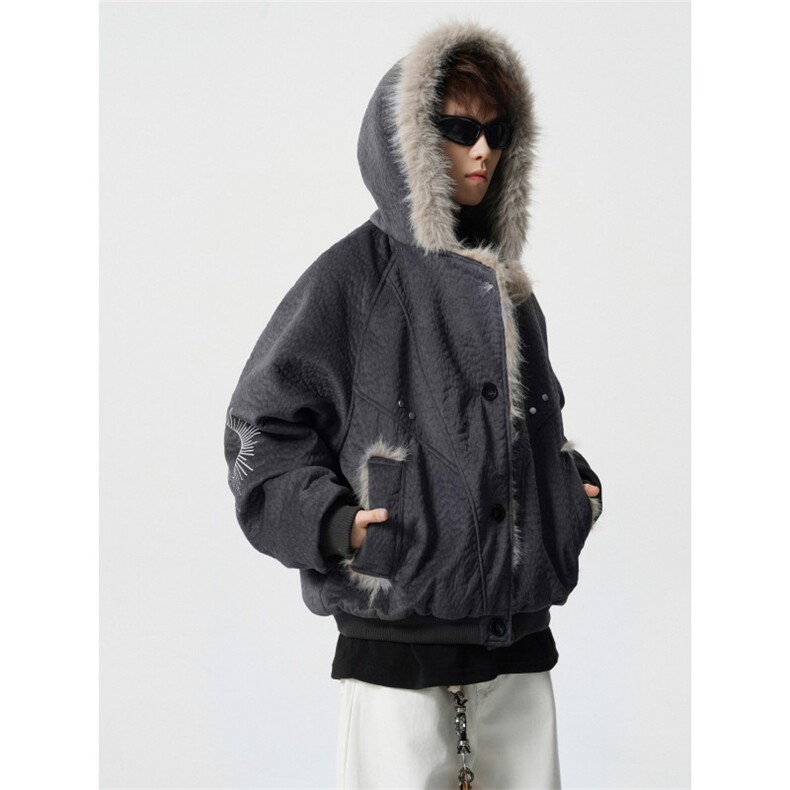 706-LK5030-P138现货冬季美式复古仿兔毛座山雕棉服加厚外套,男装棉衣,星座706