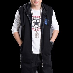 男士马甲无袖连帽背心运动马夹不倒绒针织开衫加肥加大码316款P70图片