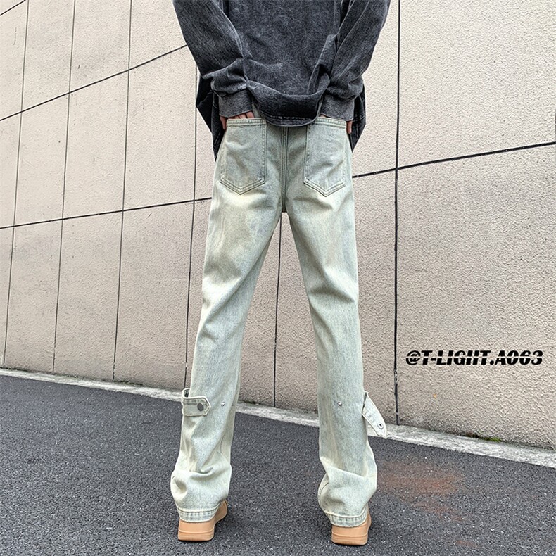 美式ins高街vibe重工艺水洗复古黄泥牛仔裤货号K2316P55,男装牛仔裤,电商A063