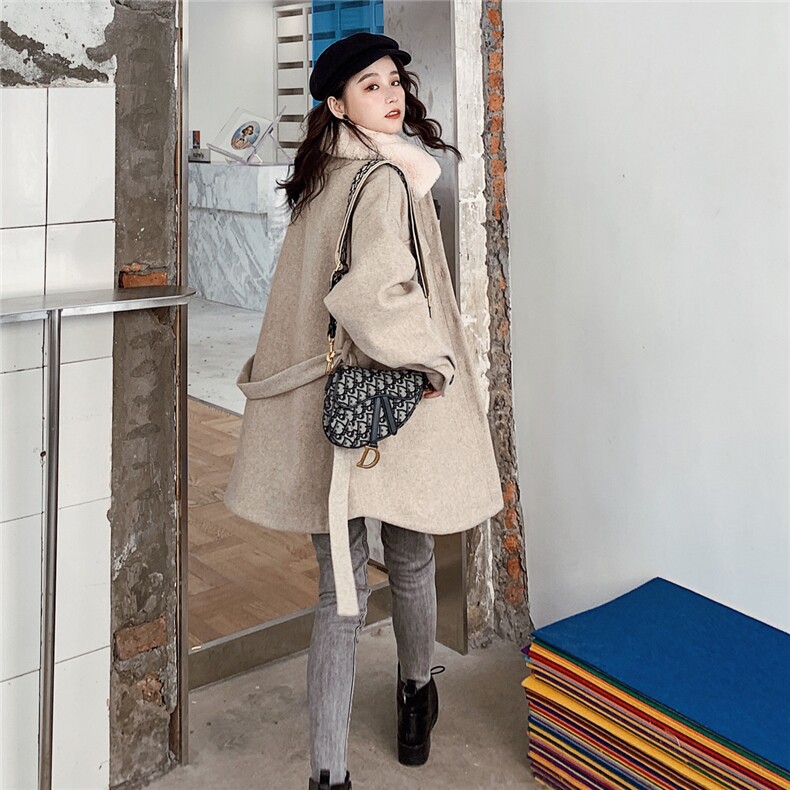 大货8621-N8-P165短款兔毛呢大衣腰带收腰毛呢外套（限238元）,女装毛呢外套,婷丫丫