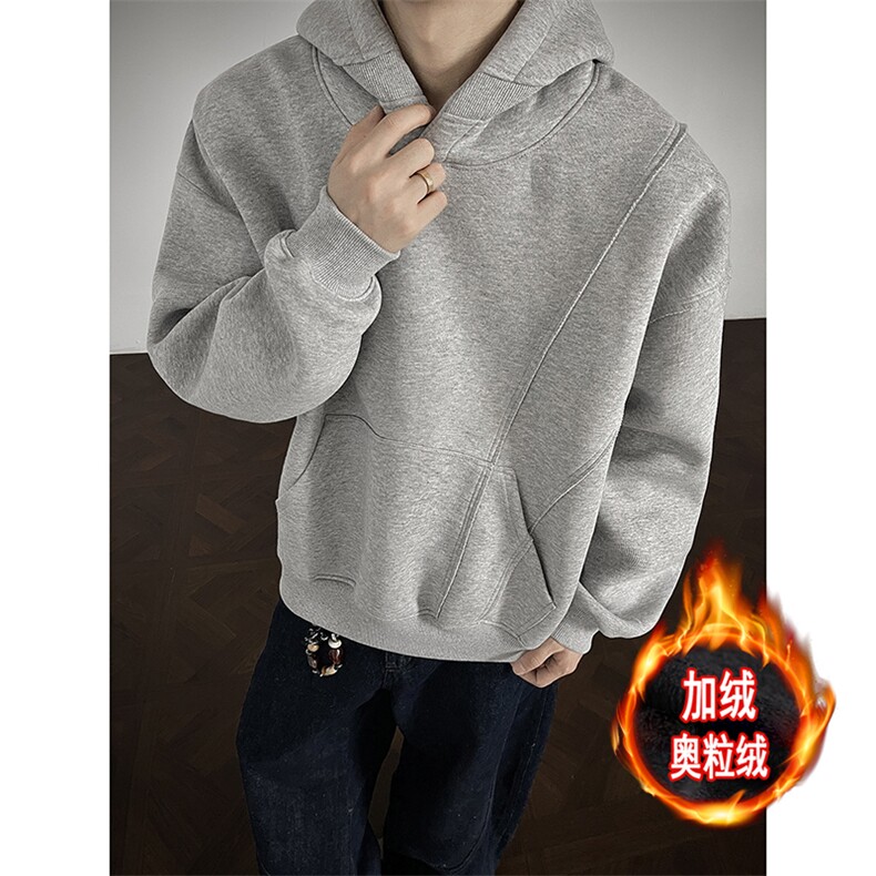 加绒奥粒绒拼接重磅500克连帽卫衣硬挺宽套头外套RH5306JR-P62，女装短外套，星座610B-1