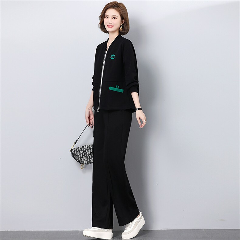 中年妈妈春装外套中老年休闲运动服套装女春秋气质大码上衣两件套，女装运动套装，妃曼