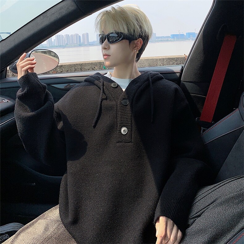 毛衣男秋冬新款港风宽松连帽针织毛衫MYA2-P65，男装针织衫/毛衣，星座214-3