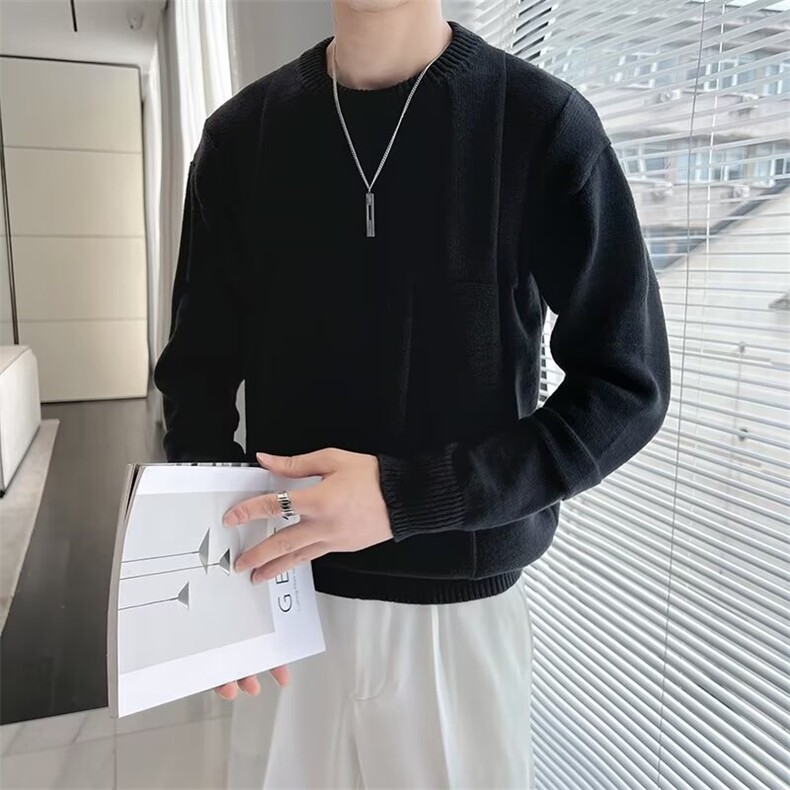 男士秋季青少年新款毛衣宽松学生纯色百搭休闲简约针织衫S570/P50,男装针织衫/毛衣,星座506