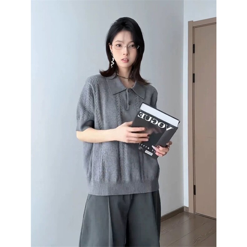 网图有货夏季麦穗花纹提花针织短袖T恤男女老钱风上衣A642-P43,男装T恤,星座1505