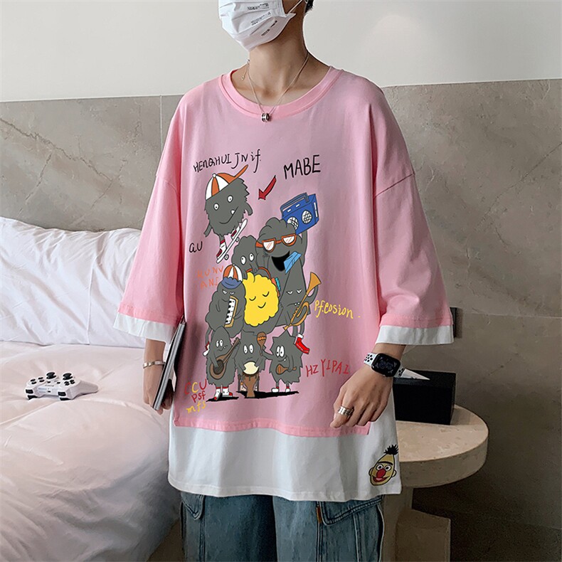 港风何电商A088-DH4573-P40100棉夏季新款大码宽松短袖T恤男1,男装T恤,电商A088