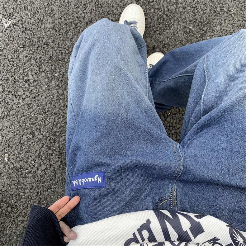 潮牌渐变水洗牛仔裤男高街美式阔腿裤子1001-1-NT269-P42,男装牛仔裤,星座1001-1
